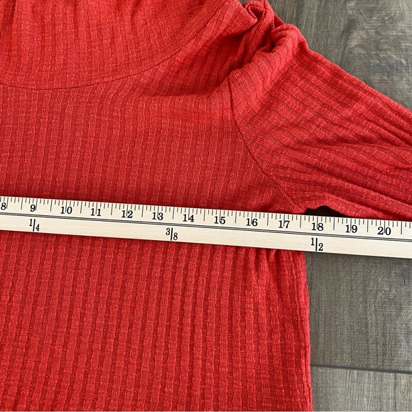 Maeve x Anthropologie Winterscape Cowl Neck Peplum Top Orange M Sweater Fall - Picture 7 of 11